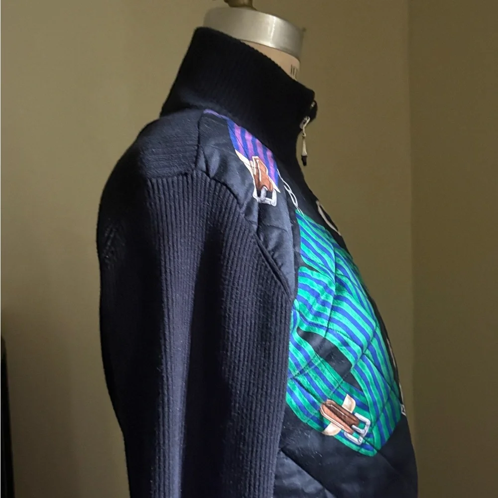 LAUREN RL Stylish Black Jacket with Green and Purple Accents - Picture 5 of 12